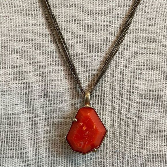 NWOT Kenneth Cole Multi-Chain Orange Pendant Gold Tone - Picture 2 of 5